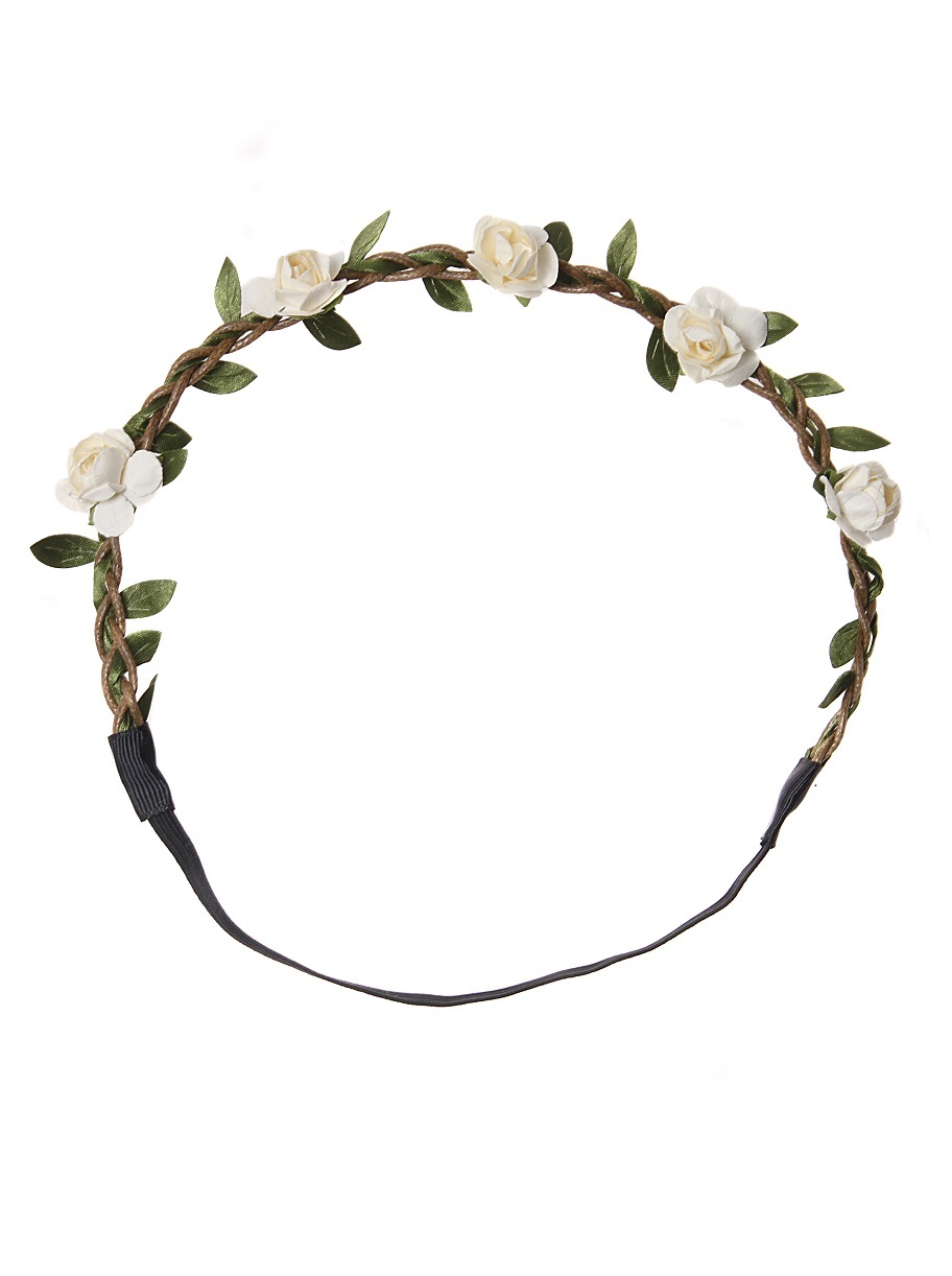 Picture Chi Chi primrose headband, wedding headband, Chi Chi wedding headband, Chi Chi bridal headband, affordable floral bridal headband, affordable boho bride headband, Alt Text